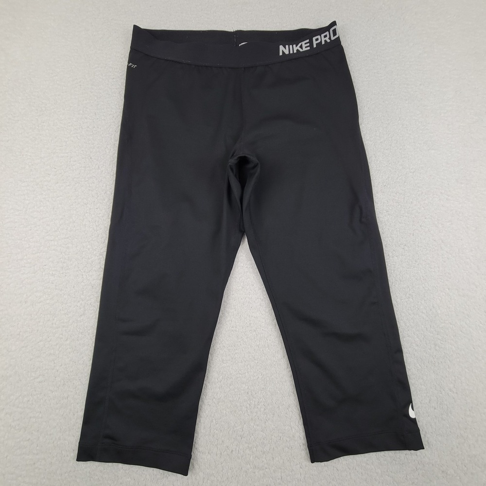 Nike Pro Dri-FIT Compression Pants Womens XL Black 3/4 Capris 589366-010 XL